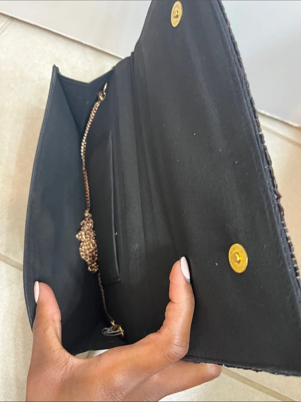 Black Beaded Baseball Clutch - Unbranded